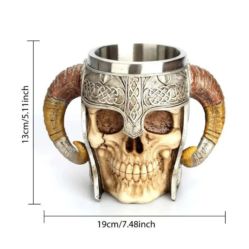 The Pit Lord's Tankard skull-themed gothic Viking-style drinking mug with stainless steel interior
