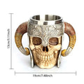 The Pit Lord's Tankard skull-themed gothic Viking-style drinking mug with stainless steel interior