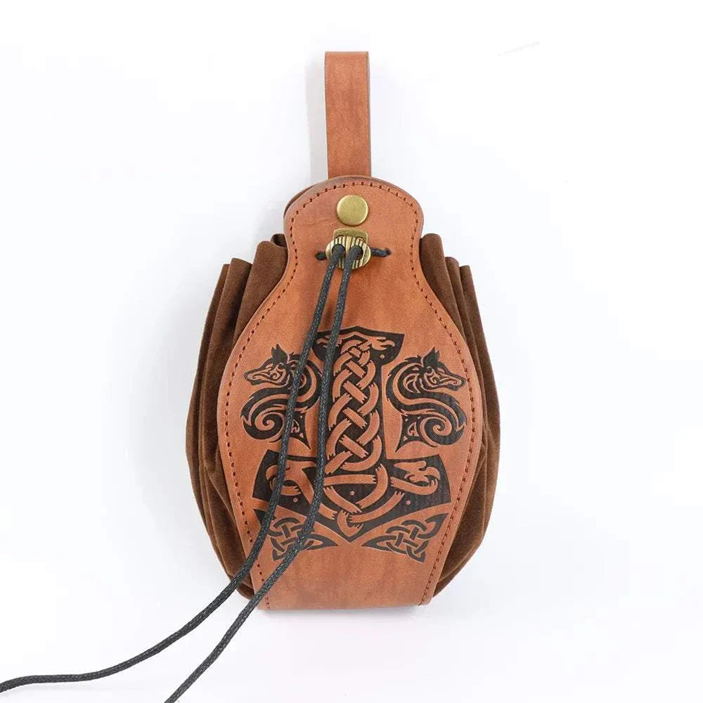 The Adventurer's Purse tabletop gaming pouch with dice, miniatures, and secure closure for game night organization