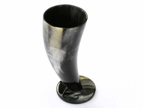 Compact natural horn drinking horn with beeswax coating for toasts and celebrations